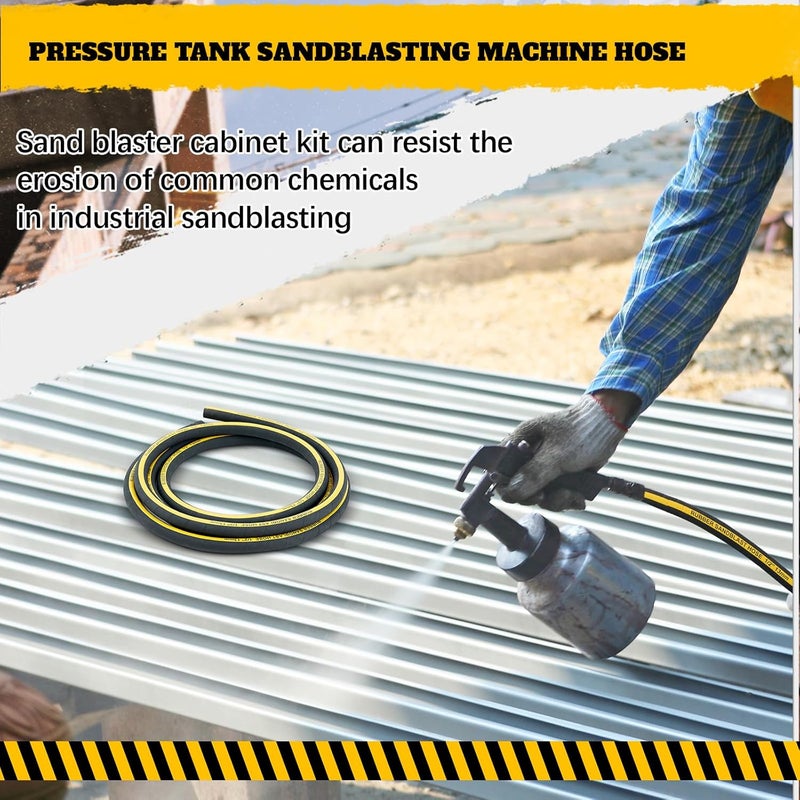 Threlaco Sandblast Hose 1/2" Id, 1" Od, 10 ft Long 227.52 Psi Heavy Duty Rubber Sandblaster Hose Sandblasting Gun Sand Blaster Cabinet Pressure Washer Sandblasting Kit Tools - Image 5